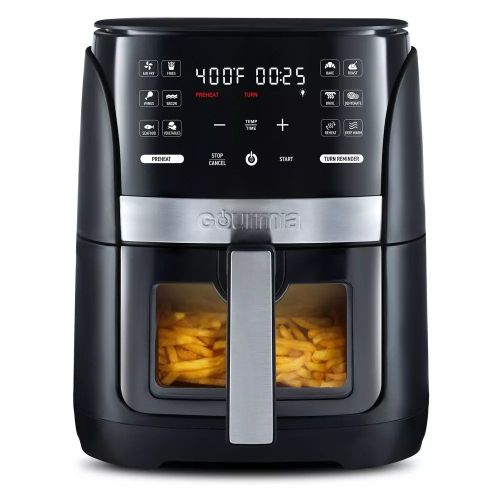 6-Qt Digital Window Air Fryer with 12 Presets & Guided Cooking Black