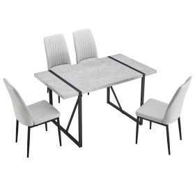 5-piece Dining Table Chairs Set, Rectangular Dining Room Table Set for 4, Modern Dining Table and faux leather Chairs for Kitchen Dining Room, Small S