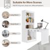 83.4"Tall Bookshelf &Writting Desk Suite,Modern Bookcase Suite with LED Lighting, Drawers,Doors,Study Desk and Open Shelves,2-Piece Set for Living Roo