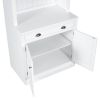 83.4"Tall Bookshelf &Writting Desk Suite,Modern Bookcase Suite with LED Lighting, Drawers,Doors,Study Desk and Open Shelves,2-Piece Set for Living Roo
