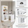 83.4"Tall Bookshelf &Writting Desk Suite,Modern Bookcase Suite with LED Lighting, Drawers,Doors,Study Desk and Open Shelves,2-Piece Set for Living Roo