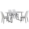 5-piece Dining Table Chairs Set, Rectangular Dining Room Table Set for 4, Modern Dining Table and faux leather Chairs for Kitchen Dining Room, Small S