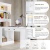 83.4"Tall Bookshelf &Writting Desk Suite,Modern Bookcase Suite with LED Lighting, Drawers,Doors,Study Desk and Open Shelves,2-Piece Set for Living Roo