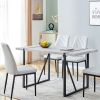 5-piece Dining Table Chairs Set, Rectangular Dining Room Table Set for 4, Modern Dining Table and faux leather Chairs for Kitchen Dining Room, Small S