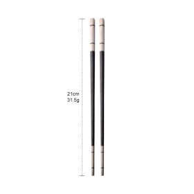 304 Stainless Steel Chopsticks Household Alloy Restaurant Color Laser Square-headed (Option: Short Black)