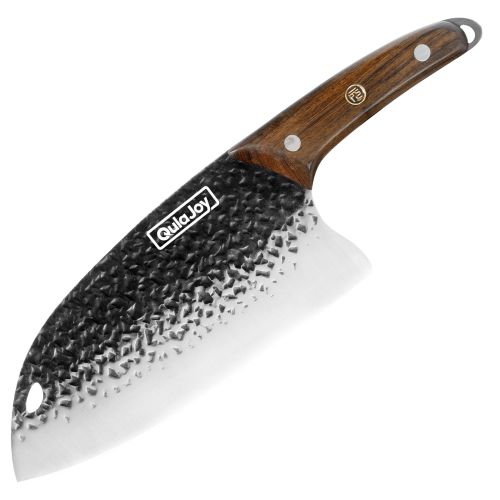Qulajoy Meat Cleaver Knife - 7.3 Inch High Carbon Stainless Steel Butcher Knife For Meat Cutting Slicing Vegetables- Professional Chopper Knife For Ho
