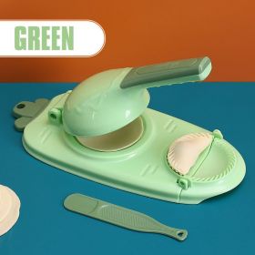 Kitchen Dumpling Maker 2 In 1 Dough Pressing Tool Set Dumpling Mold DIY Dumpling Wrapper Makers Manual Press Dumpling Crust Tool (Color: Green, size: 1PCS)