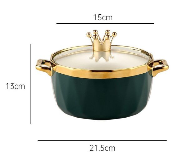 Instant Noodle Bowl Ceramic Dormitory Soup Bowl With Lid Household